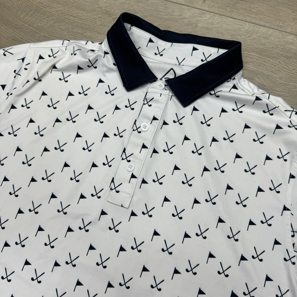 Deolax Golf‎ Club AOP Polo Shirt Men's Sz L Preppy Golf Casual